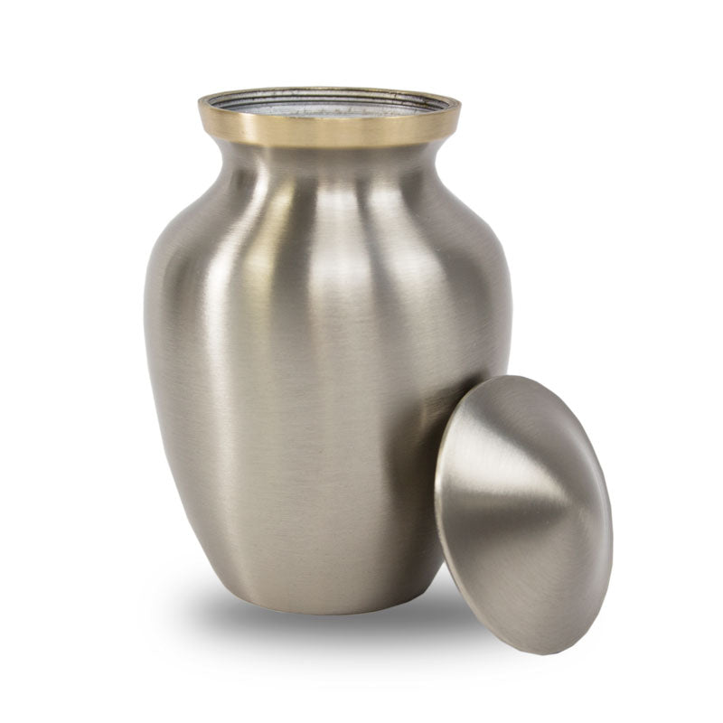 Handsome Pewter Cremation Urn - 85 cubic inch capacity