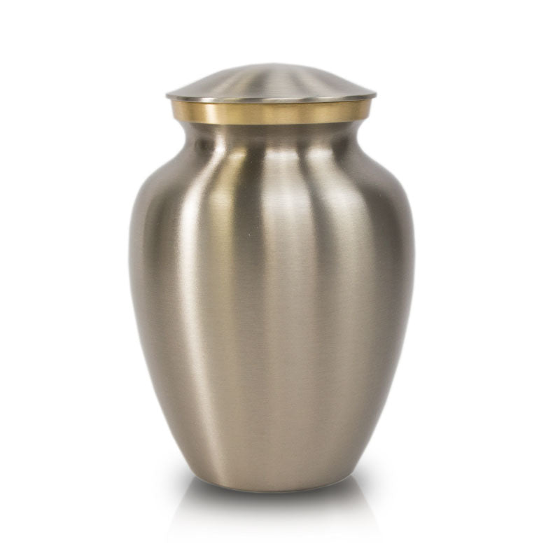 Handsome Pewter Cremation Urn - 85 cubic inch capacity
