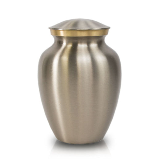 Handsome Pewter Cremation Urn - 85 cubic inch capacity