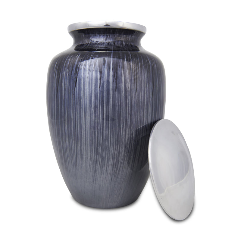 Extra Large Enamel Finished Metal Alloy Cremation Urn - Slate Blue