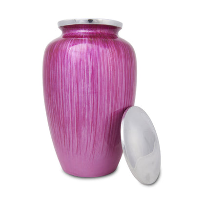 Large Enamel Finished Metal Alloy Cremation Urn - Pink