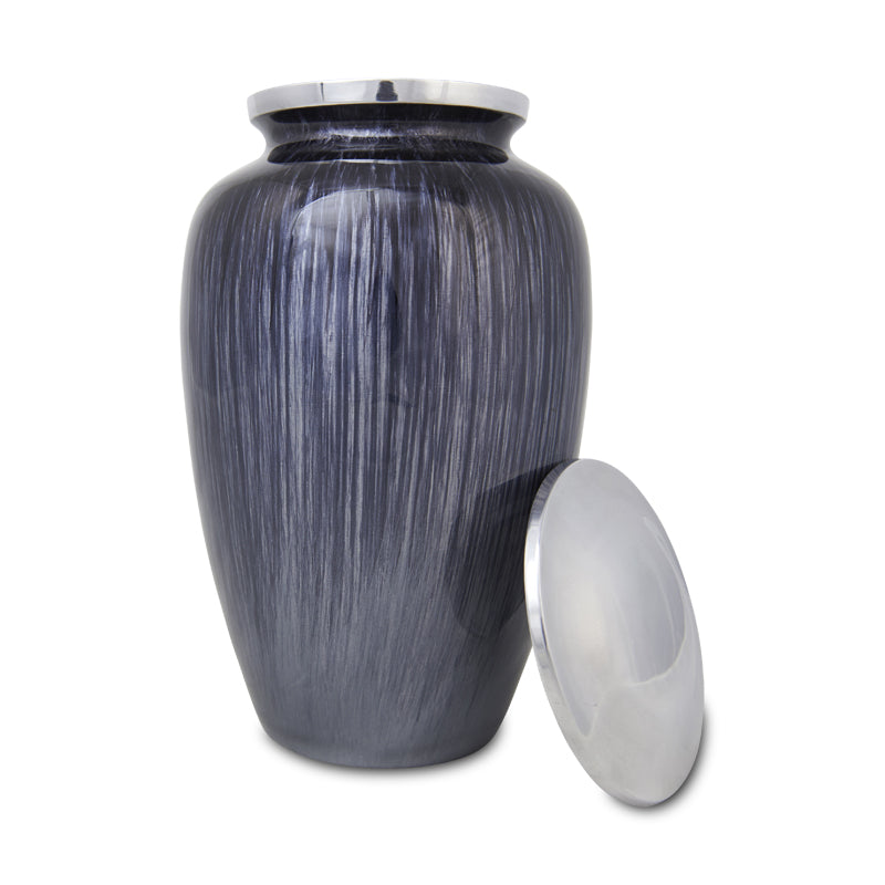 Large Enamel Finished Metal Alloy Cremation Urn - Slate Blue