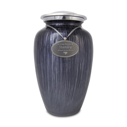 Large Enamel Finished Metal Alloy Cremation Urn - Slate Blue
