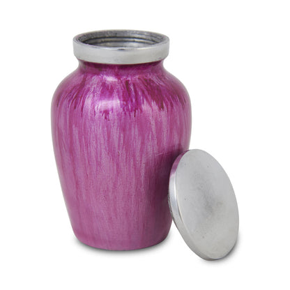 Pink Enamel Finished Metal Alloy Cremation Urn - Keepsake