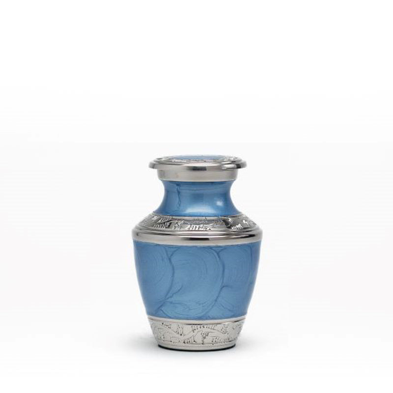 Enamel Blue Ripple Brass Cremation Urn - Keepsake
