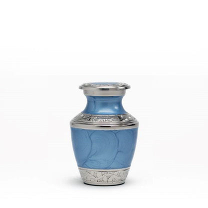 Enamel Blue Ripple Brass Cremation Urn - Keepsake