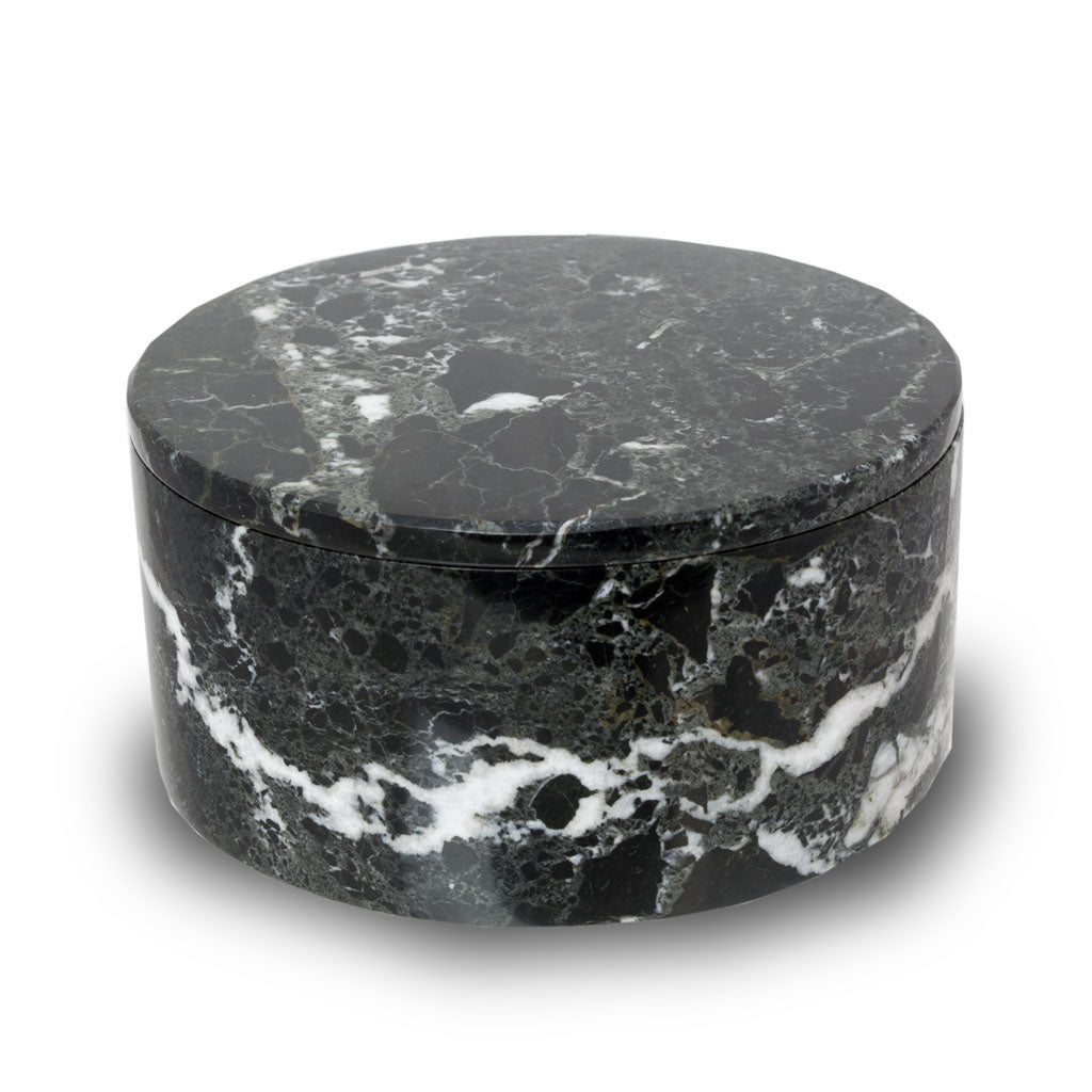 Noire Marble Circular Cremation Urn - Keepsake Box
