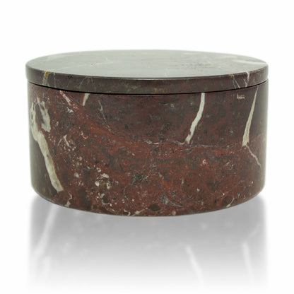 Red Marble Circular Cremation Urn - Keepsake Box