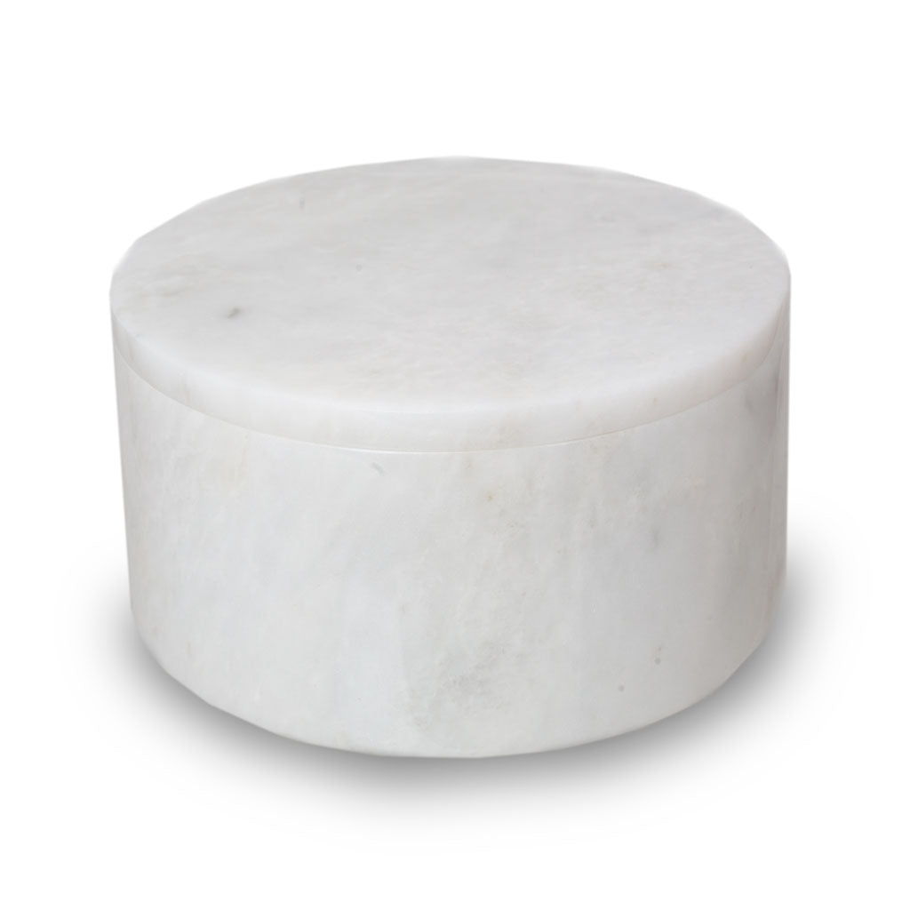 Taj Mahal Marble Circular Cremation Urn - Keepsake Box