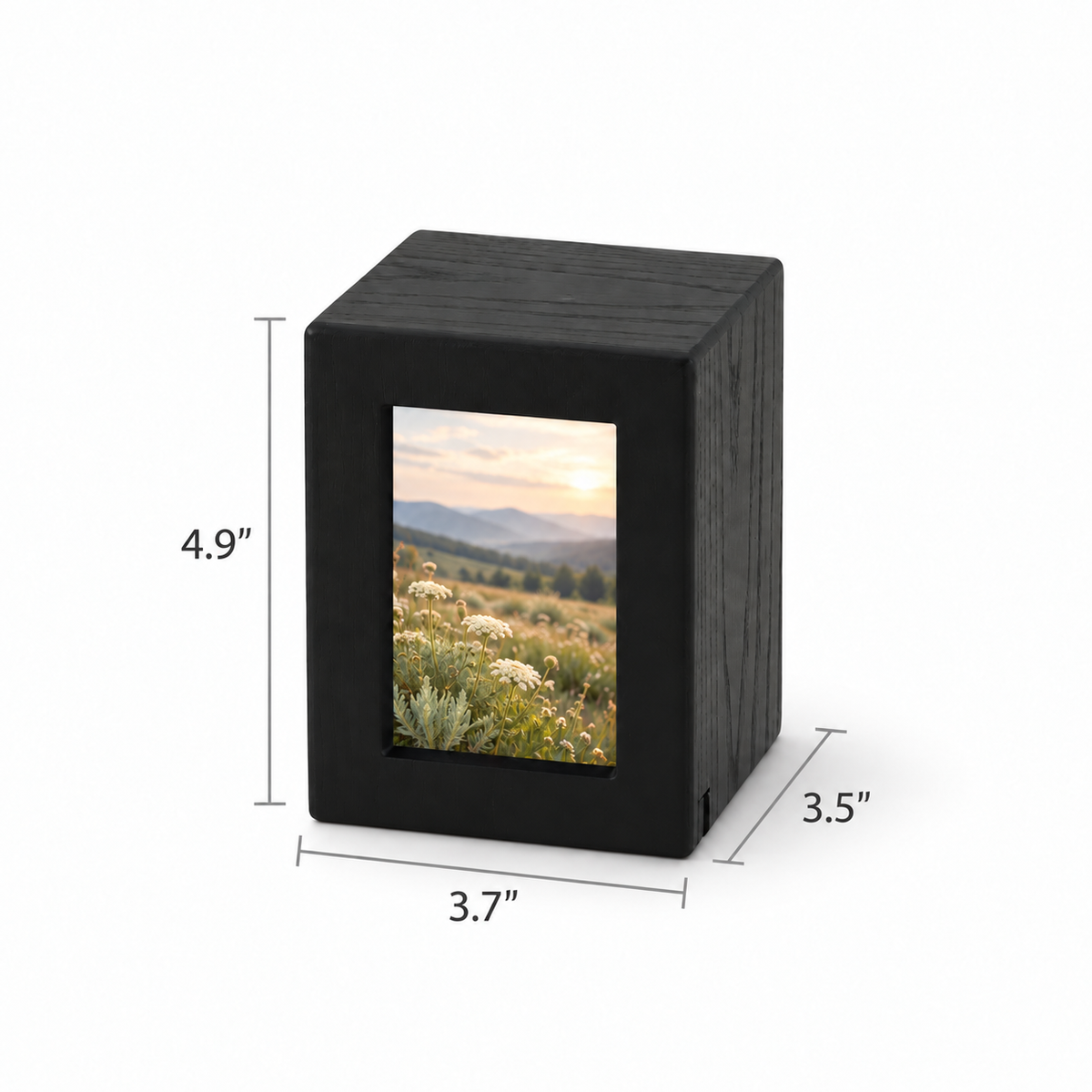 Woodgrain Finish MDF Black Photo Cremation Urn  - 25 cubic inch