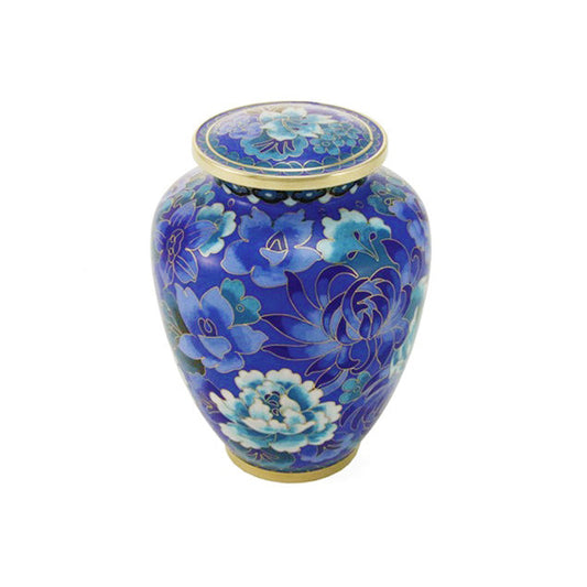 Blue Cloisonné Cremation Urn - 50 cubic inches