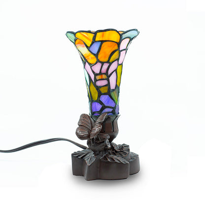 Stained Glass Memorial Keepsake Lamp with Butterfly Detail