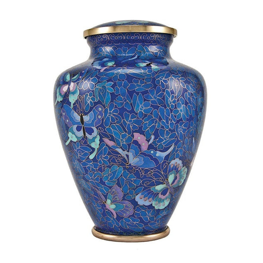 Nouveau Butterfly Cloisonné Cremation Urn - Large