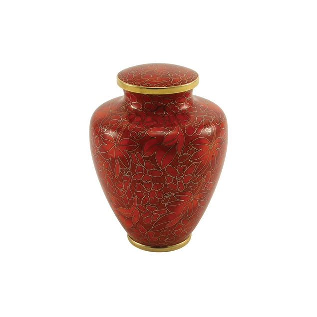 Auburn Leaves Cloisonné Cremation Urn - Small