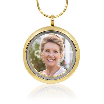 Gold Round Stainless Steel Photo Cremation Locket