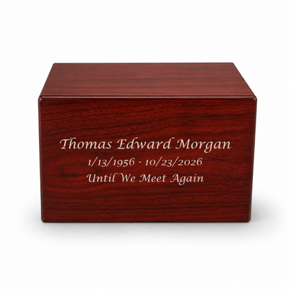Adoration Cremation Urn Box, 200 cubic inch - Cherry