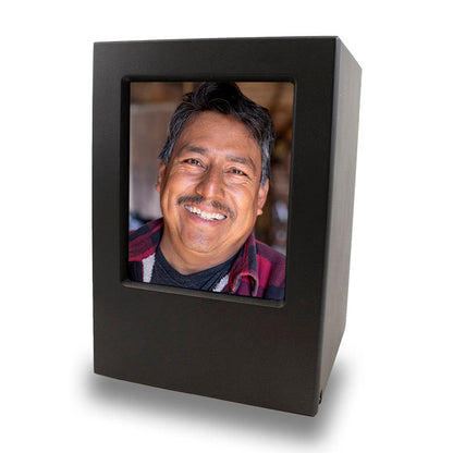 Graphite Finish MDF Photo Cremation Urn - Large