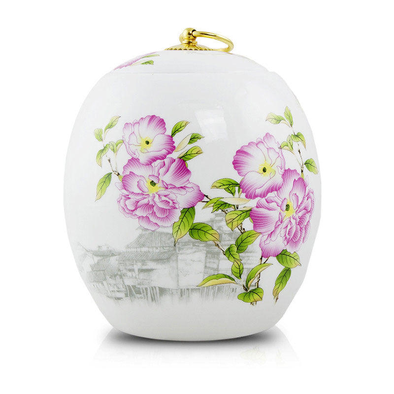 Pink Peony Ceramic Cremation Urn - 135 cubic inches