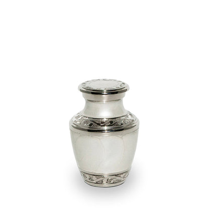 Enamel White Ripple Brass Cremation Urn - Keepsake