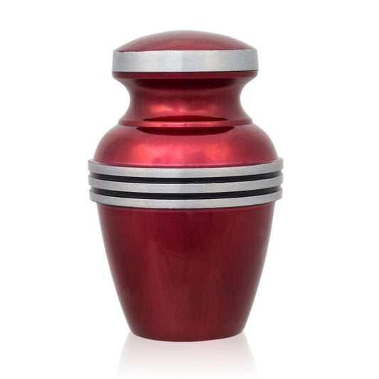 Red Pewter-Banded Cremation Urn - Keepsake