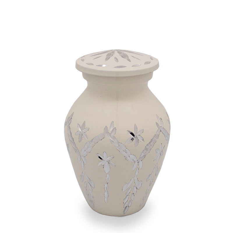 White Garland Drop Cremation Keepsake