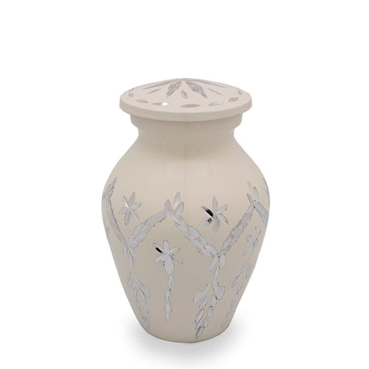 White Garland Drop Cremation Keepsake
