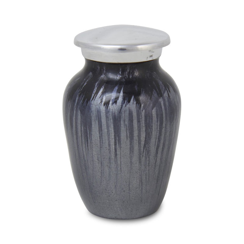 Enamel Finished Metal Alloy Cremation Keepsake Urn - Purple and White