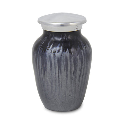 Enamel Finished Metal Alloy Cremation Keepsake Urn - Purple and White
