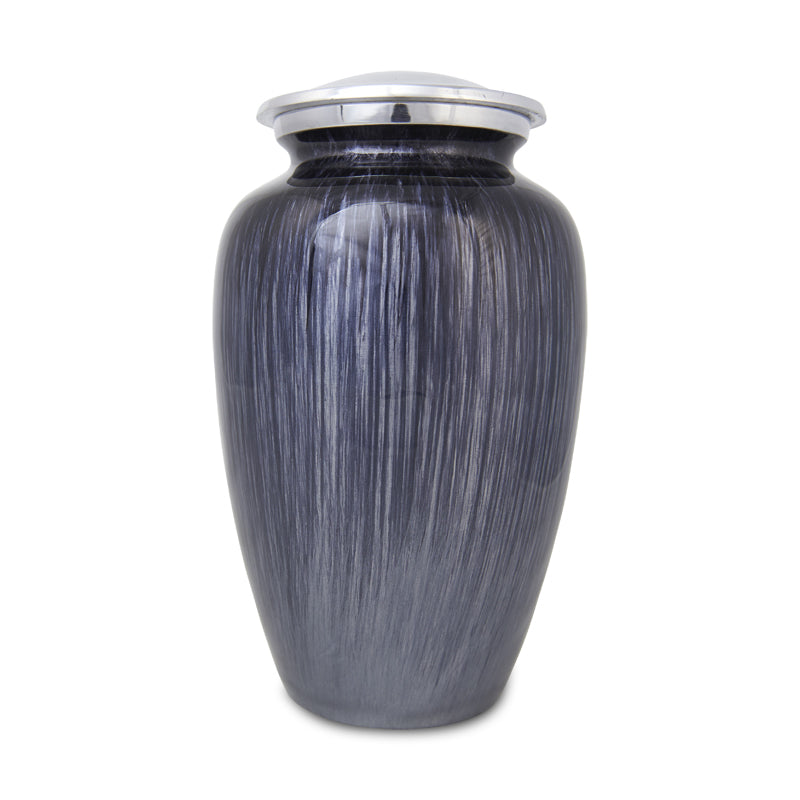 Large Enamel Finished Metal Alloy Cremation Urn - Slate Blue