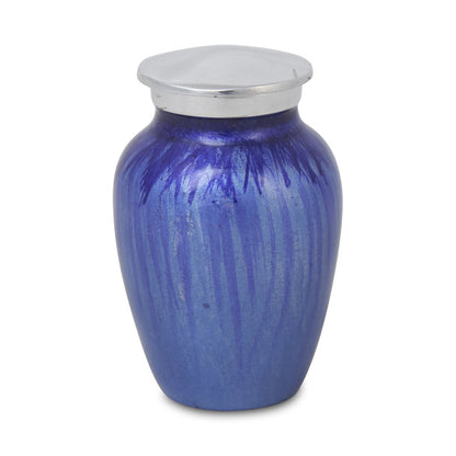 Enamel Finished Metal Alloy Cremation Keepsake Urn - Purple and White