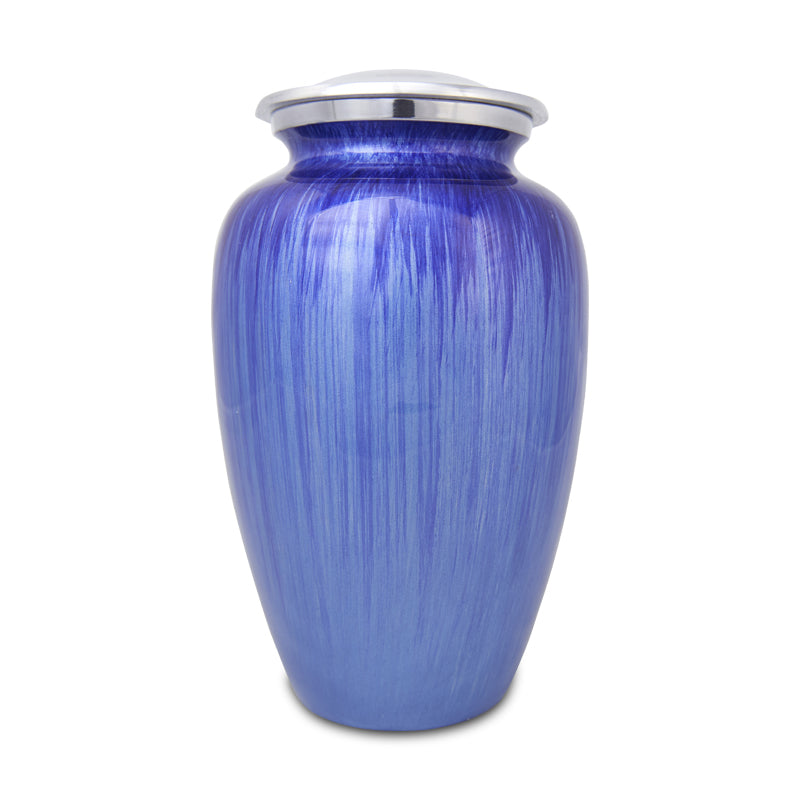Large Enamel Finished Metal Alloy Cremation Urn - Slate Blue