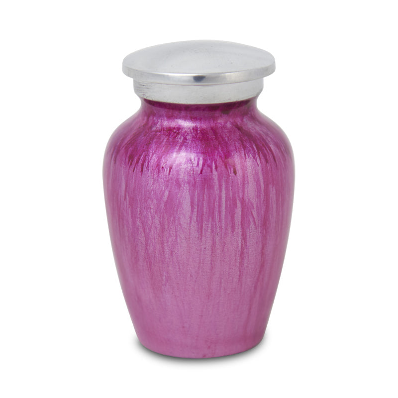 Pink Enamel Finished Metal Alloy Cremation Urn - Keepsake