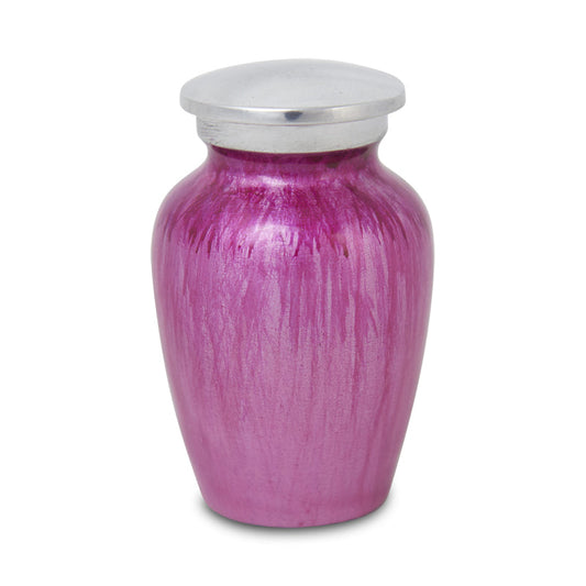 Pink Enamel Finished Metal Alloy Cremation Urn - Keepsake