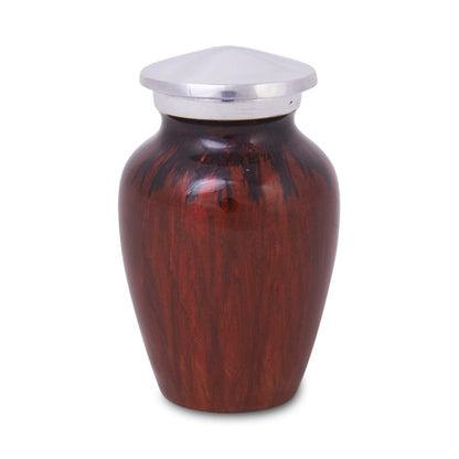 Enamel Finished Metal Alloy Cremation Keepsake Urn - Purple and White