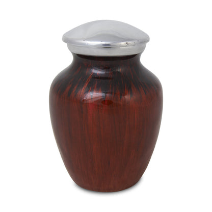 Small Enamel Finished Metal Alloy Cremation Urn - Red and Black - 25 cubic inches