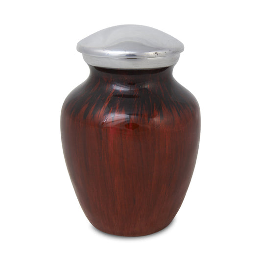 Small Enamel Finished Metal Alloy Cremation Urn - Red and Black - 25 cubic inches