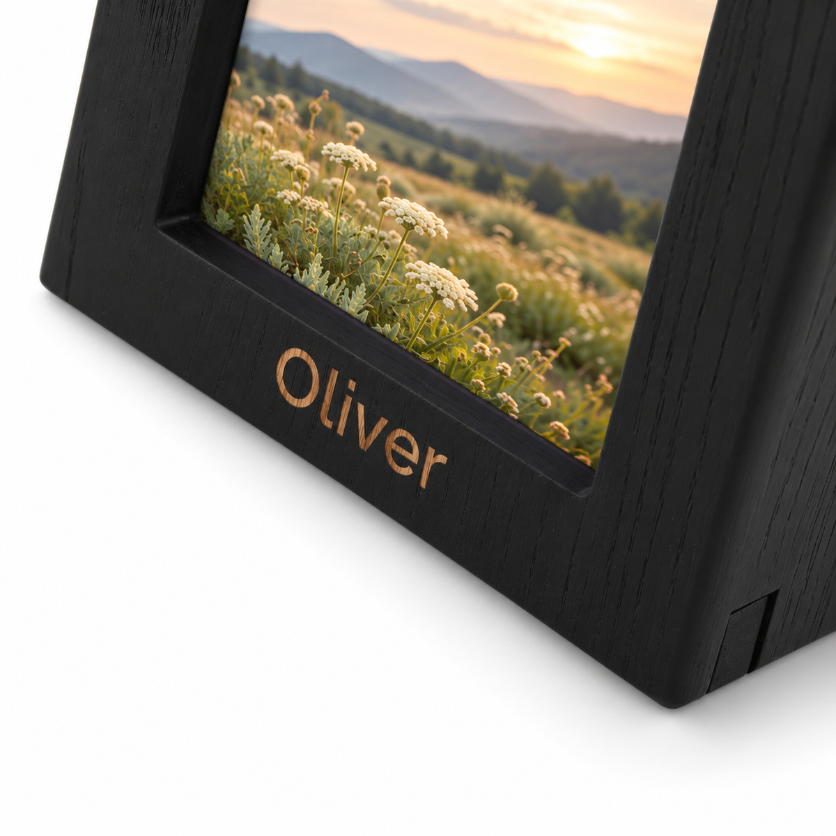 Woodgrain Finish MDF Black Photo Cremation Urn  - 25 cubic inch