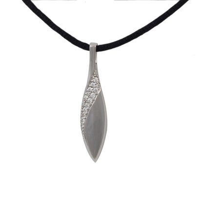 Diamond Tear Drop Sterling Silver Cremation Pendant