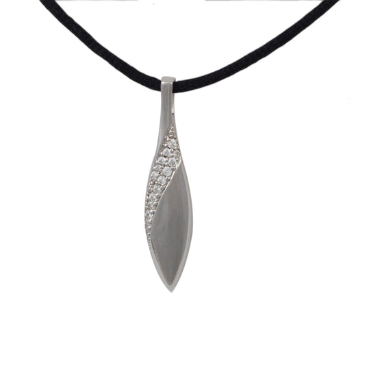 Diamond Tear Drop Sterling Silver Cremation Pendant