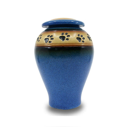 Loving Paws Blue Ceramic Cremation Urn - 80 cubic inch capacity