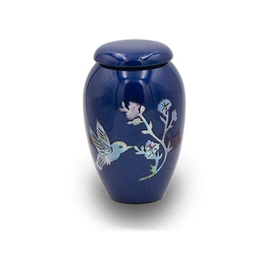Hummingbird Mother of Pearl Keepsake - Navy Blue