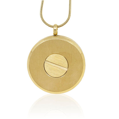 Gold Round Stainless Steel Photo Cremation Locket
