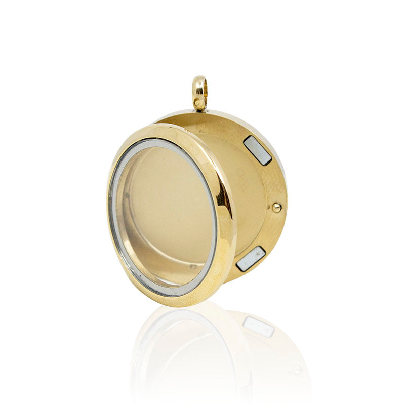 Gold Round Stainless Steel Photo Cremation Locket
