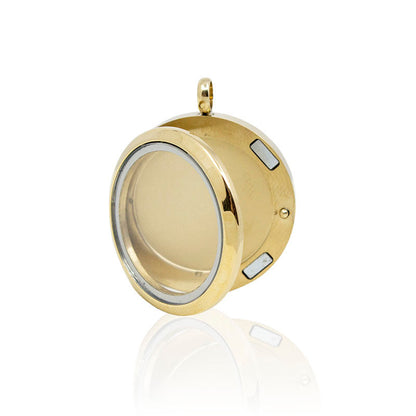 Gold Round Stainless Steel Photo Cremation Locket