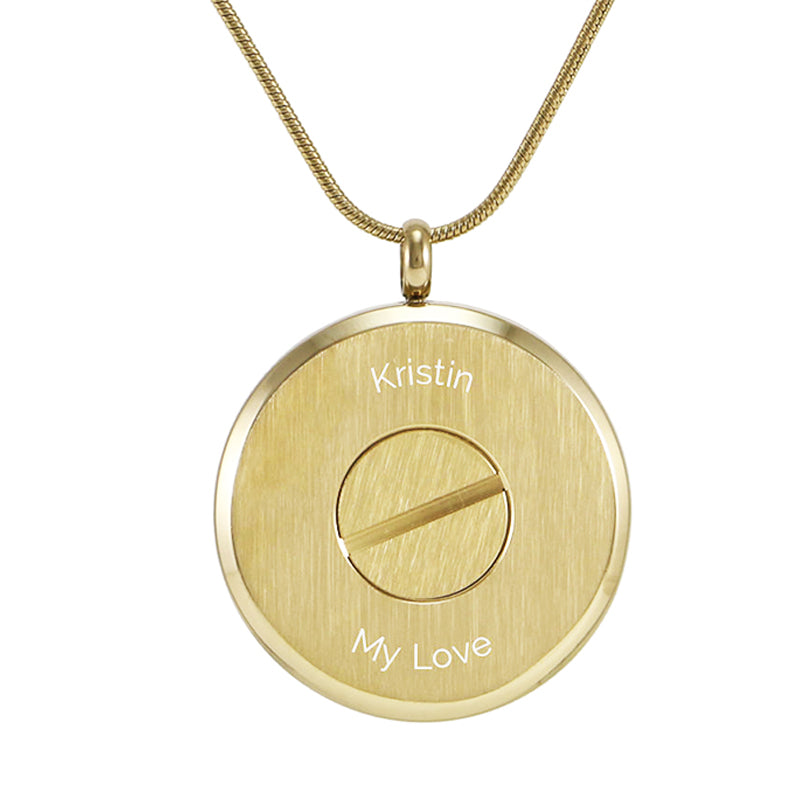 Gold Round Stainless Steel Photo Cremation Locket