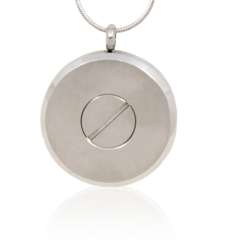 Silver Round Stainless Steel Photo Cremation Locket