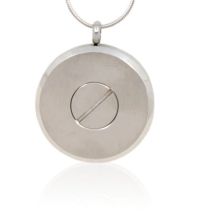 Silver Round Stainless Steel Photo Cremation Locket