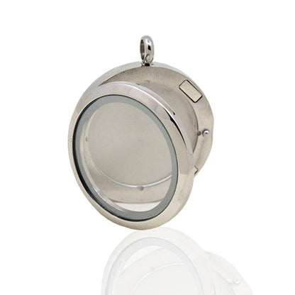 Silver Round Stainless Steel Photo Cremation Locket