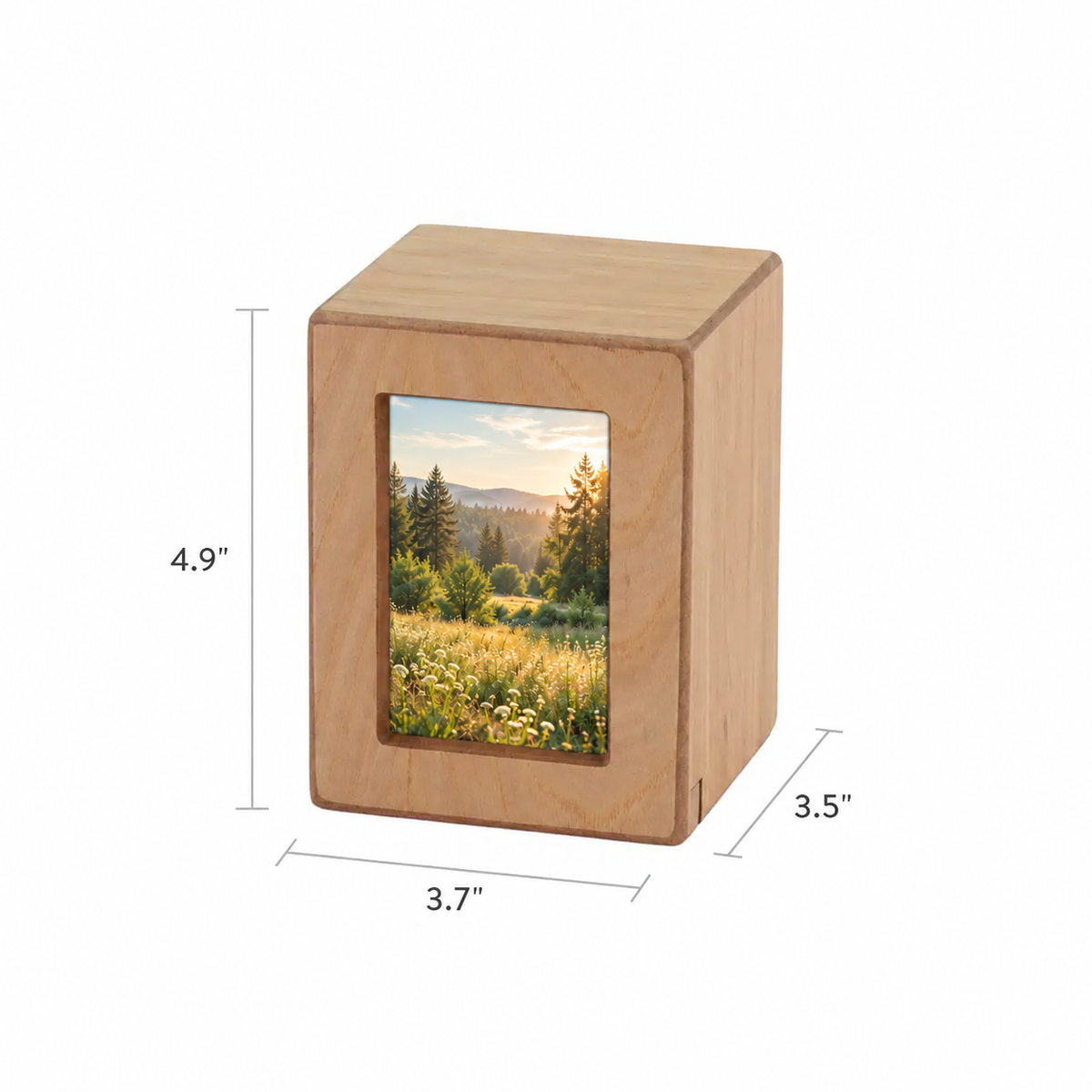 Woodgrain Finish MDF Natural Photo Cremation Urn  - 25 cubic inch