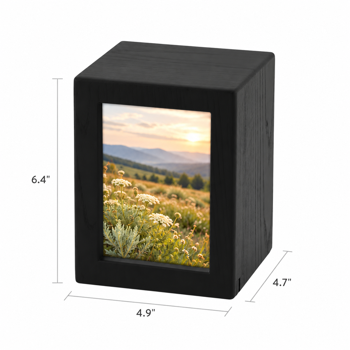 Woodgrain Finish MDF Black Photo Cremation Urn - 85 cubic inch